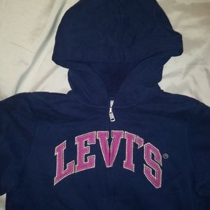Levi's | Zip Up Hoodie Sweatshirt Navy & Pink Girls Size XL 13-15 Years